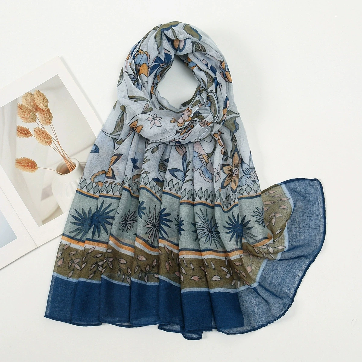 Women Floral Printed Breathable Headscarf Arabian Scarf Middle East Dubai Turkey Palestinian Hijab Scarves