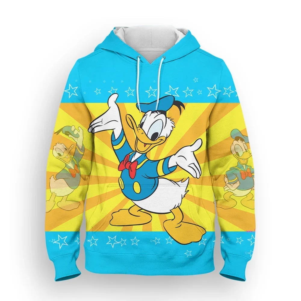 MINISO Boys Girls Hoodies Donald Duck Daisy Men's Hoodies 3D Print Disney Pullover Oversized Men's Hoodies Fashion Mens Clothing