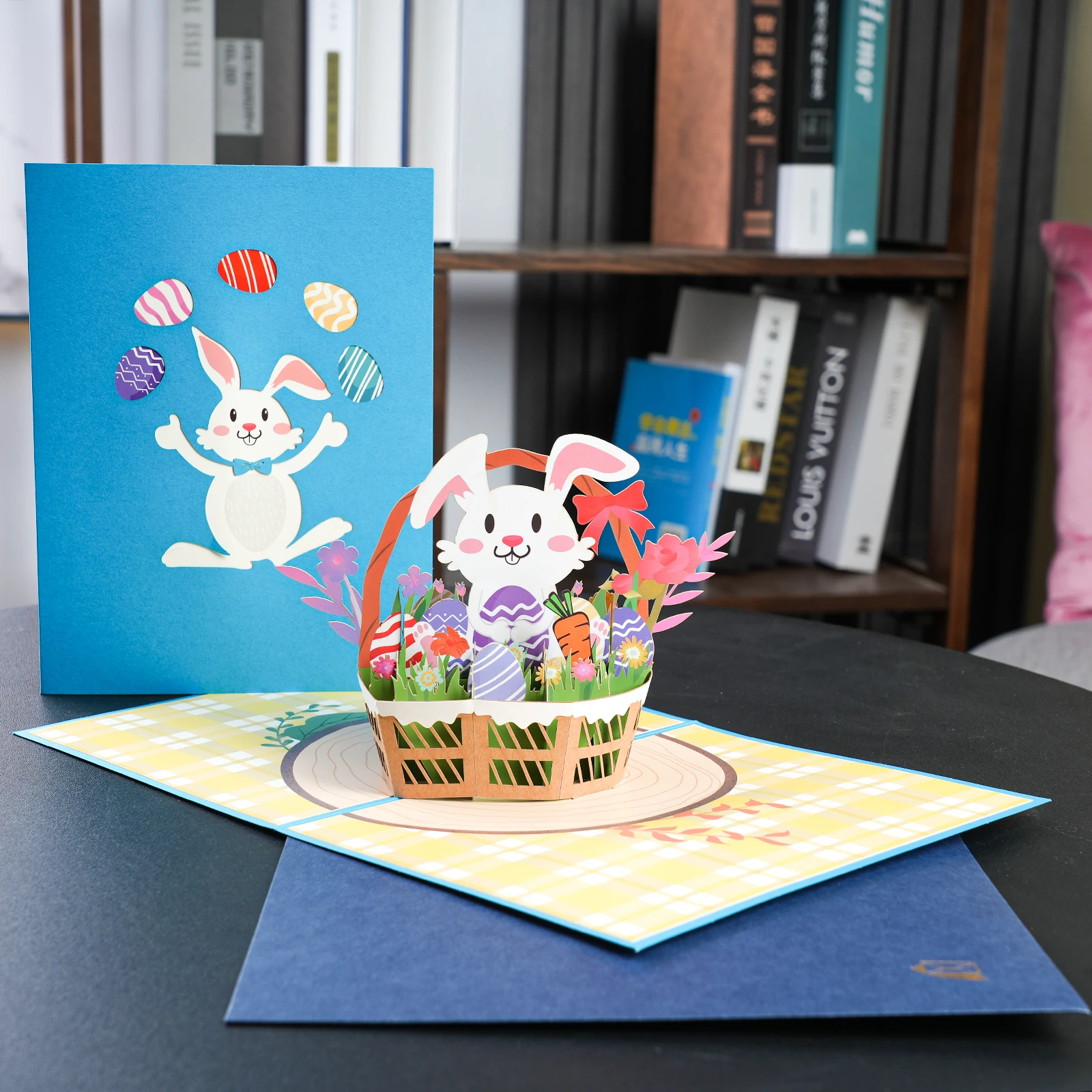 Frohe Ostern Pop-Up-Karte – 3D-Grußkarte mit Hasenei-Blumenkorb für Ostern – Detail 16
