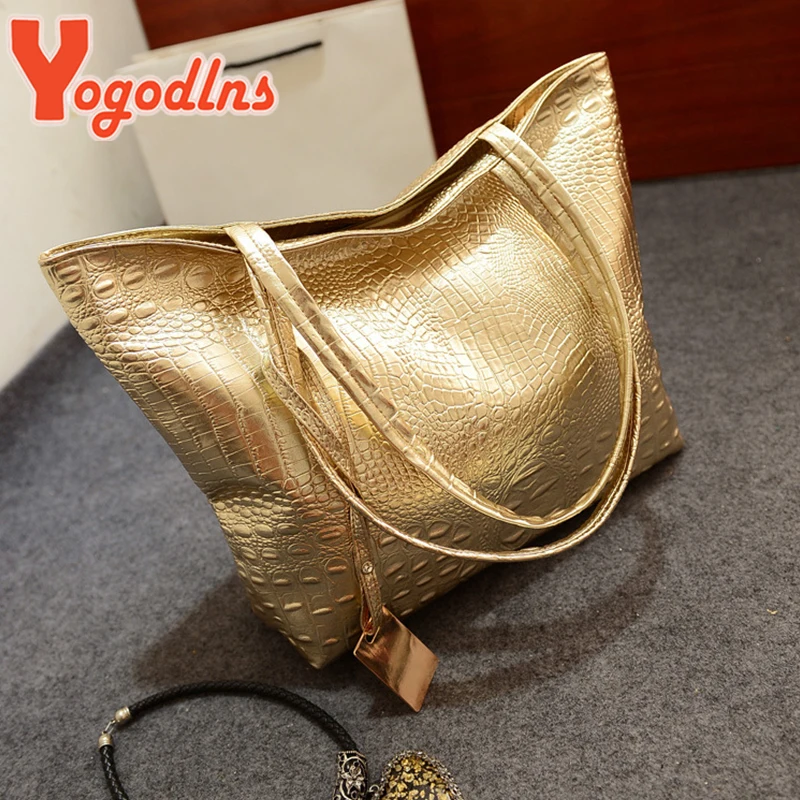 Yogodlns Bags Large Capacity One Shoulder PU CrossBorder Crocodile Pattern HandBag Foreign Trade Fashion Europe And The United