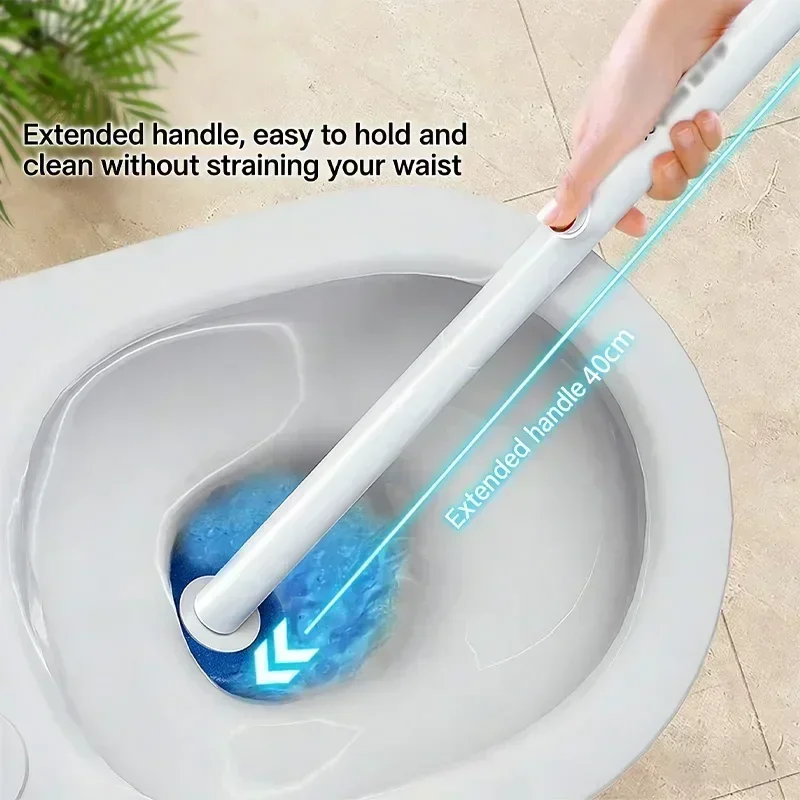 Disposable Toilet Brush Wall-Mounted Set with Replacement Heads Odorless Disinfecting Brush for Bathroom Deep Cleaning