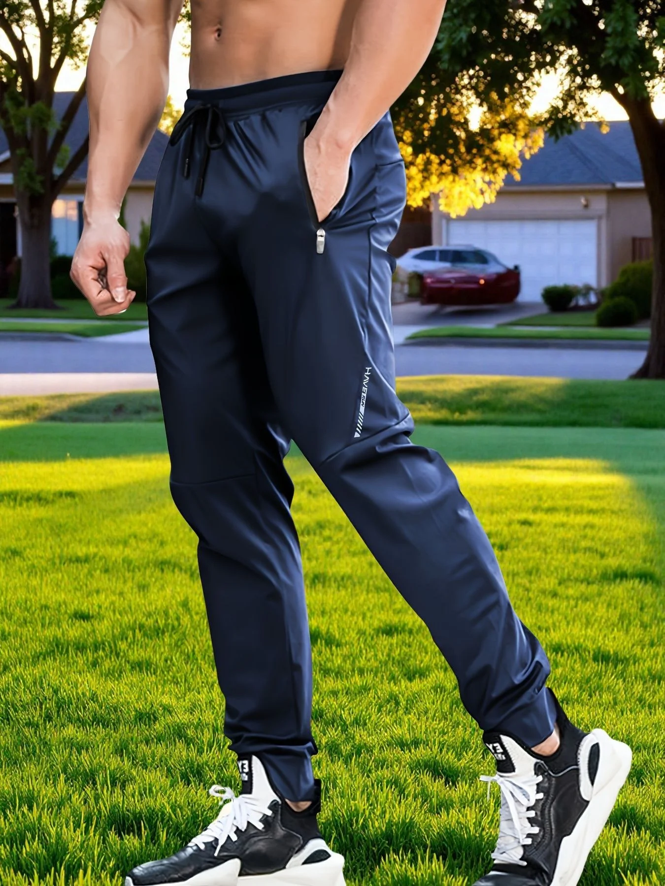 Sommerliche Outdoor-Hose aus Eisseide für Herren, dünne Freizeithose im koreanischen Stil, schnelltrocknend, elastische Beinpartie, eng anliegende Sporthose für Herren – Detail 18