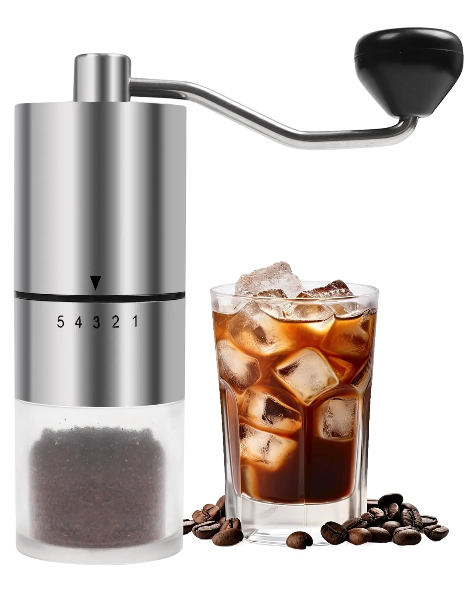 

Manual Coffee Grinder With Ceramics Burr For Espresso,French Press,5 Adjustable Settings,Hand Maker with Built-In Burr