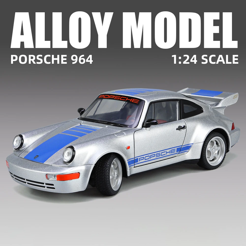 Carrera RS Alloy Car Model, 1:24, 911, 964, Diecasts, Veículos de Brinquedo, Som e Leve, Carro Puxar, Brinquedos Infantis, Presentes