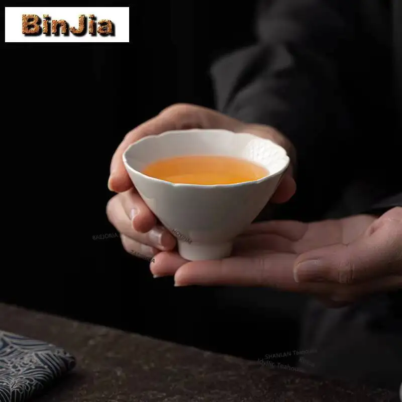 90ml Grass Wood Ash Bamboo Hat Teacup Ancient Tea Bowl Single Cups Smelling Cup Chazhan Master Cups Household Tableware