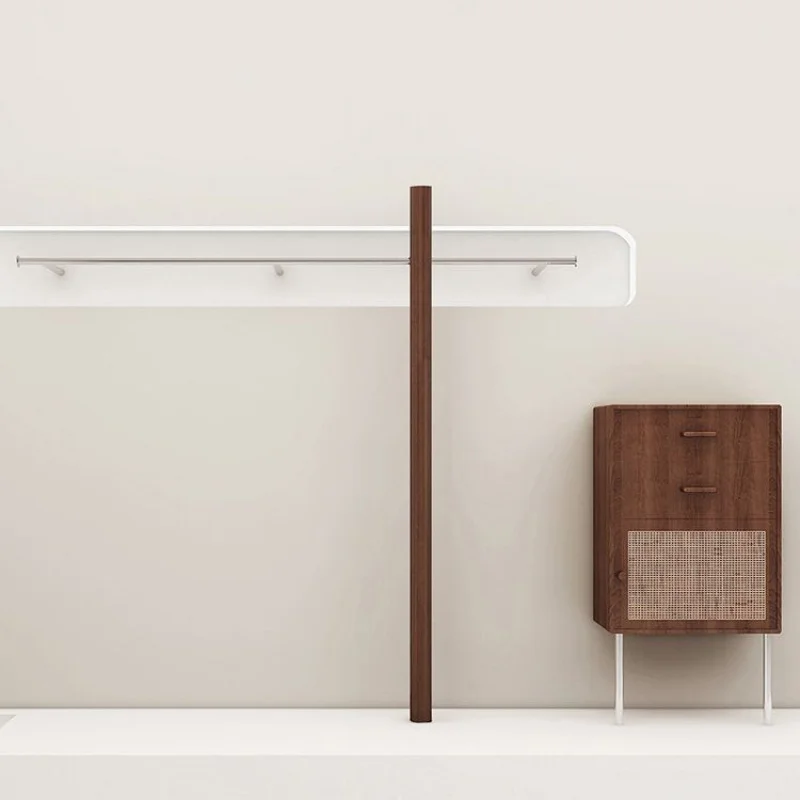 Customized. Buyers Shop Solid Wood Walnut Clothing Store Display Stand Floor-Mounted Wall Clothes Rack Stainless Steel Wall-Moun