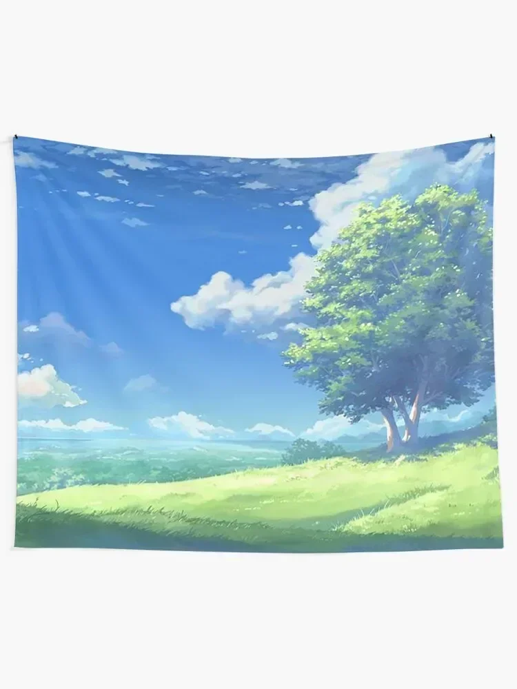 Anime Green Grassy Isekai Fantasy Hill Tapestry Aesthetics For Room Kawaii Room Decor Bedroom Deco House Decorations Tapestry