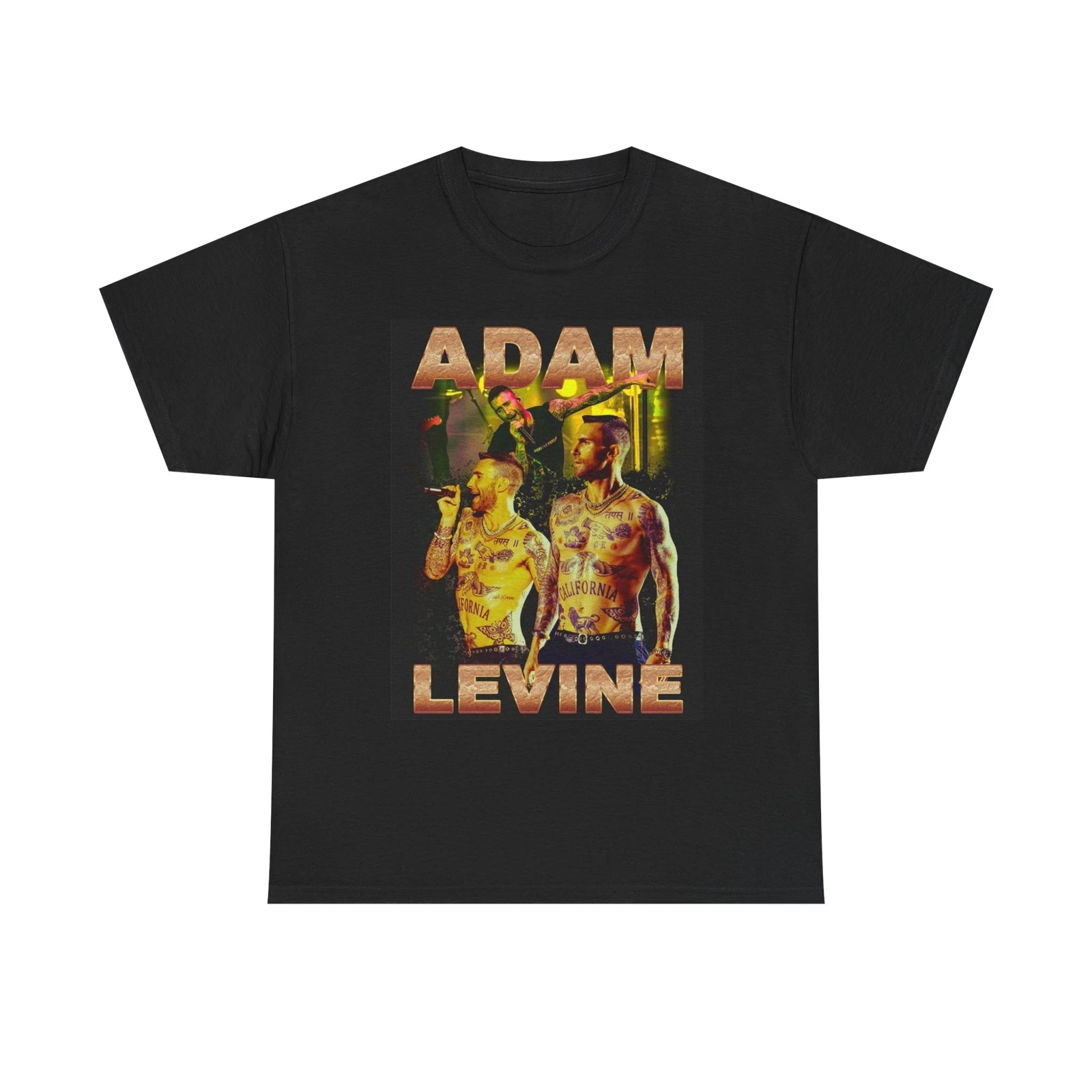 تي شيرت Adam Levine Graphic تي شيرت ريترو ستيج للجنسين من القطن الثقيل
