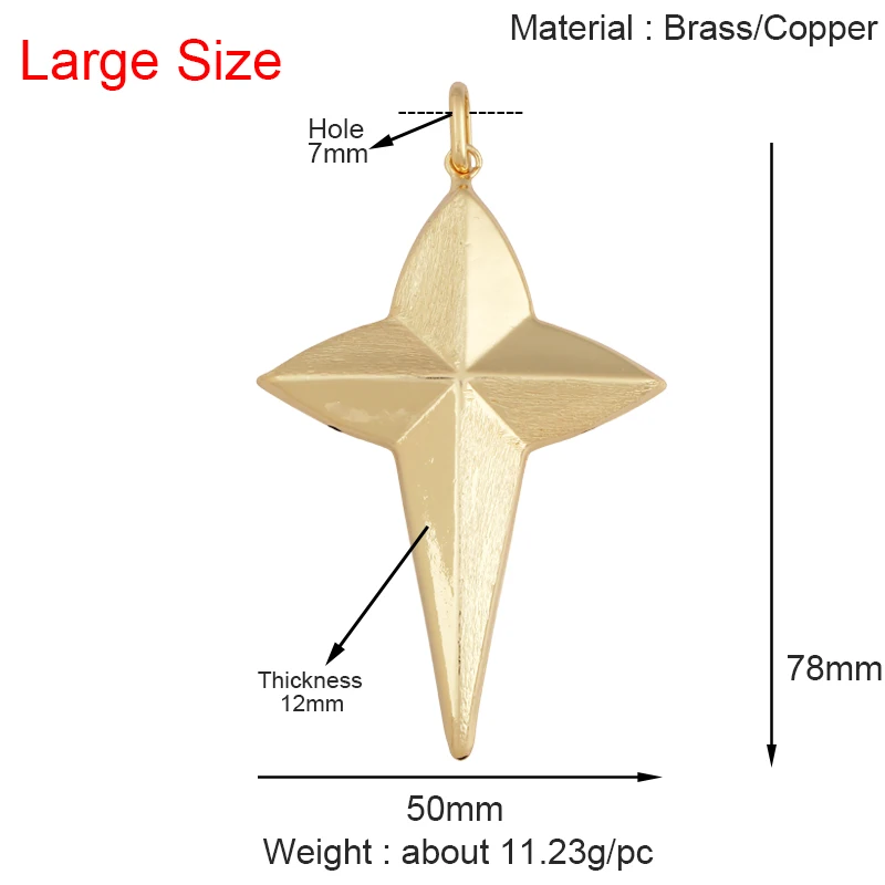 Mega Big Jumbo Heart Star Lock Key Cross Brass Focal Pendant,Real 18K Gold Plated Necklace Bracelet Jewelry Supplies S50