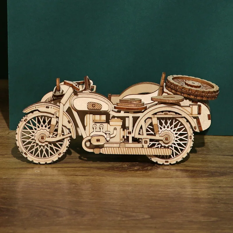 Puzzle 3D en Bois à Trois Roues de Moto, Analyste d'Assemblage, Jouet pour Enfant et Adulte