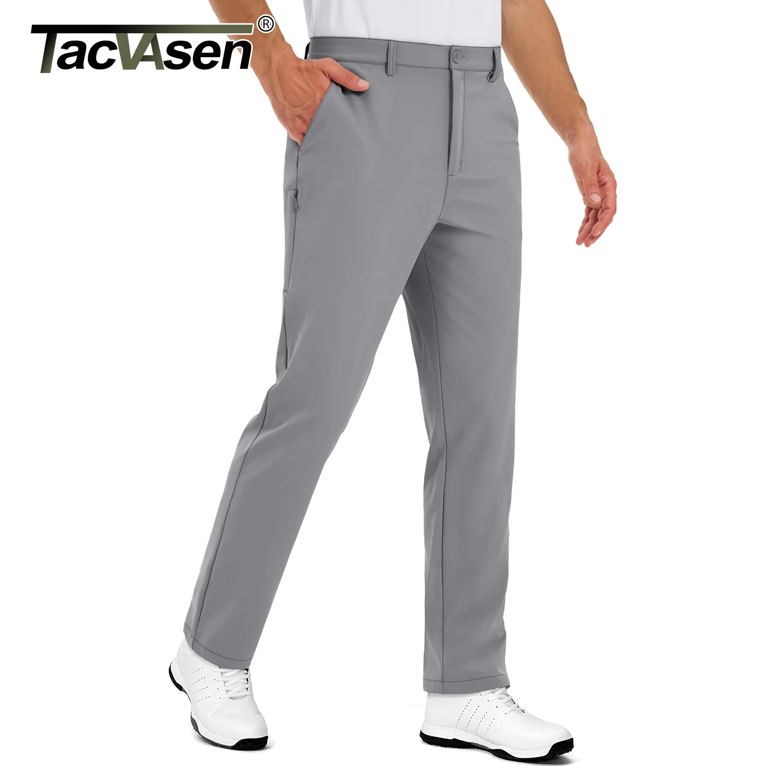 

TACVASEN Stretch Golf Pants Lightweight Straight Leg Dress Pants for Men Slacks Casual Work Trousers with 5 Pockets Waterproof