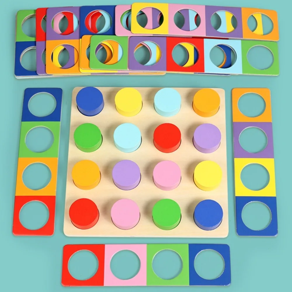 High-Quality Sustainable Wood Toddler Color Sorting Game Color Recognition Vibrant Wooden Disks Matching Logic Game