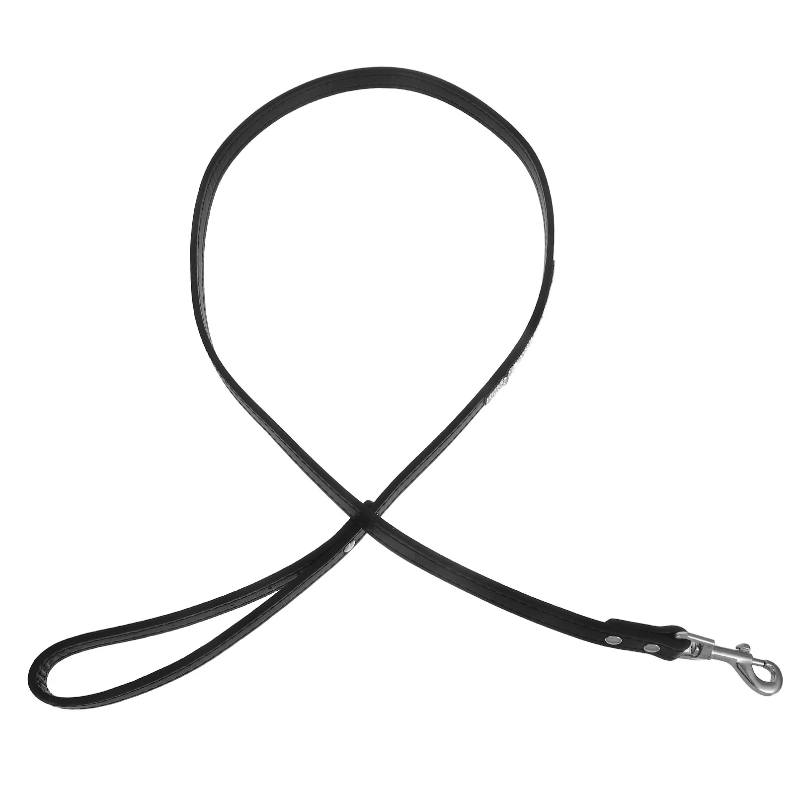 

Dog Pu Rhinestone Studded Flexible Pet For Small Dogs Black Outdoor Hiking Running Dog Walking Leash Pet Walking