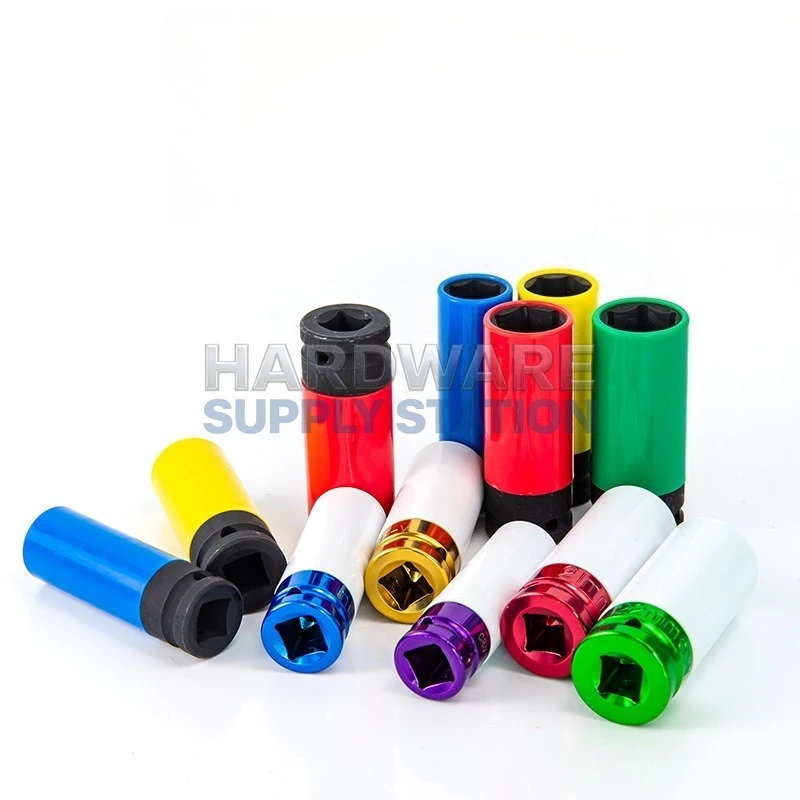 

Ударный гайковерт 1/2 дюйма с удлиненным цветным торцевым ключом, противоскользящий, износостойкий, для разборки шин, пневматический, защитный инструмент