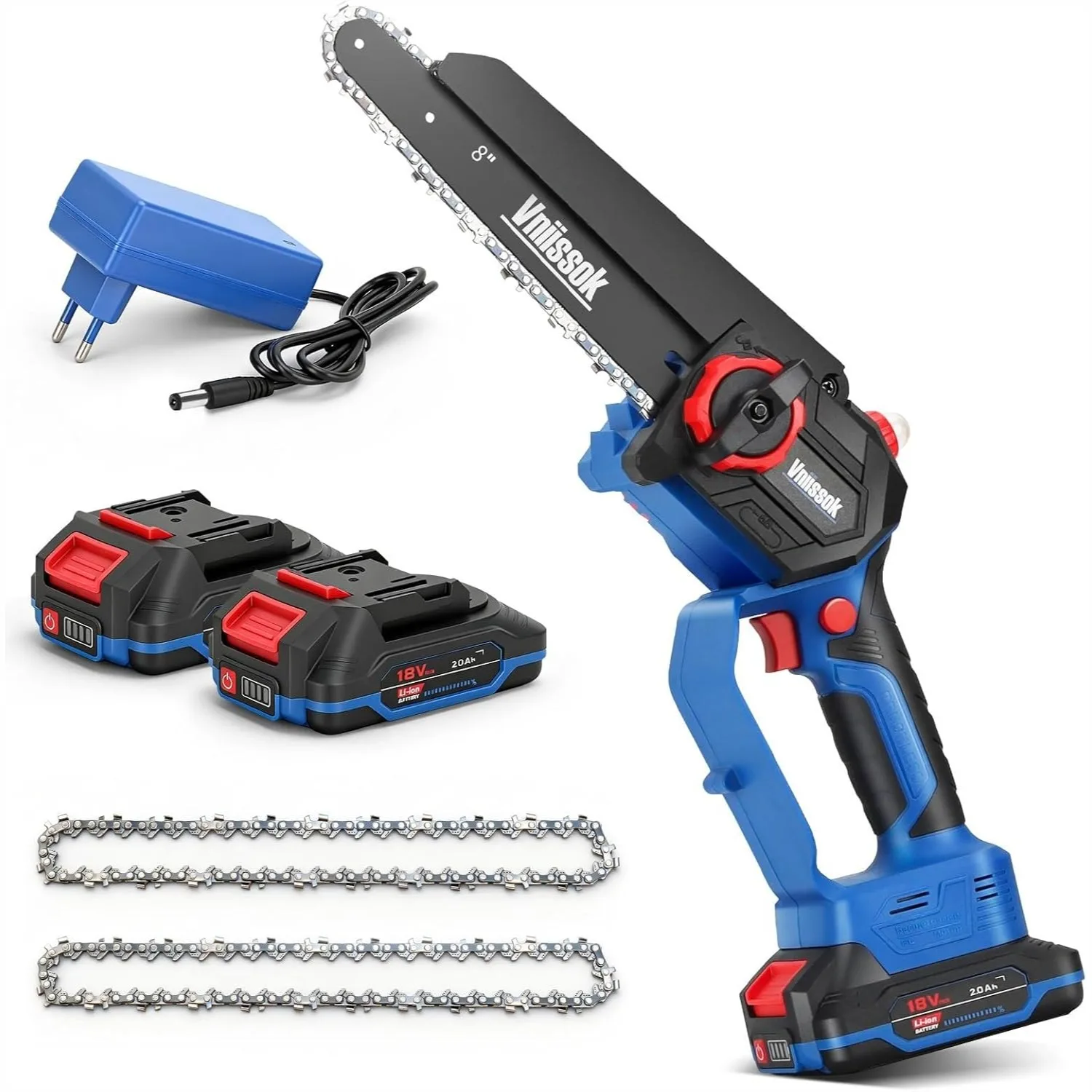 

8 Inch Mini Chainsaw Cordless - Upgraded Handheld Electric Chain Saw with 2 Batteries & Charger, Auto Oiler for Tree Trimming