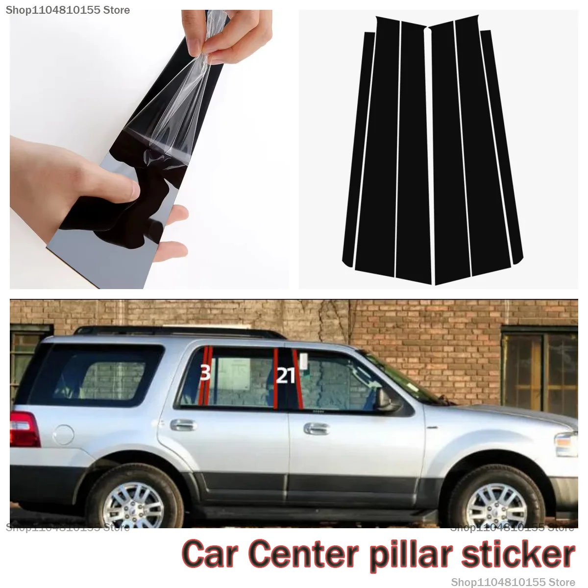 

For 1997-2023 Ford Expedition window decoration, black pillar stickers accessories