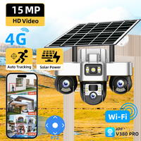 V380 PRO 6K 15MP 3 Lens 3 Screen Solar 4G Outdoor CCTV Camera IP66 Waterproof Night Vision Security Surveillance