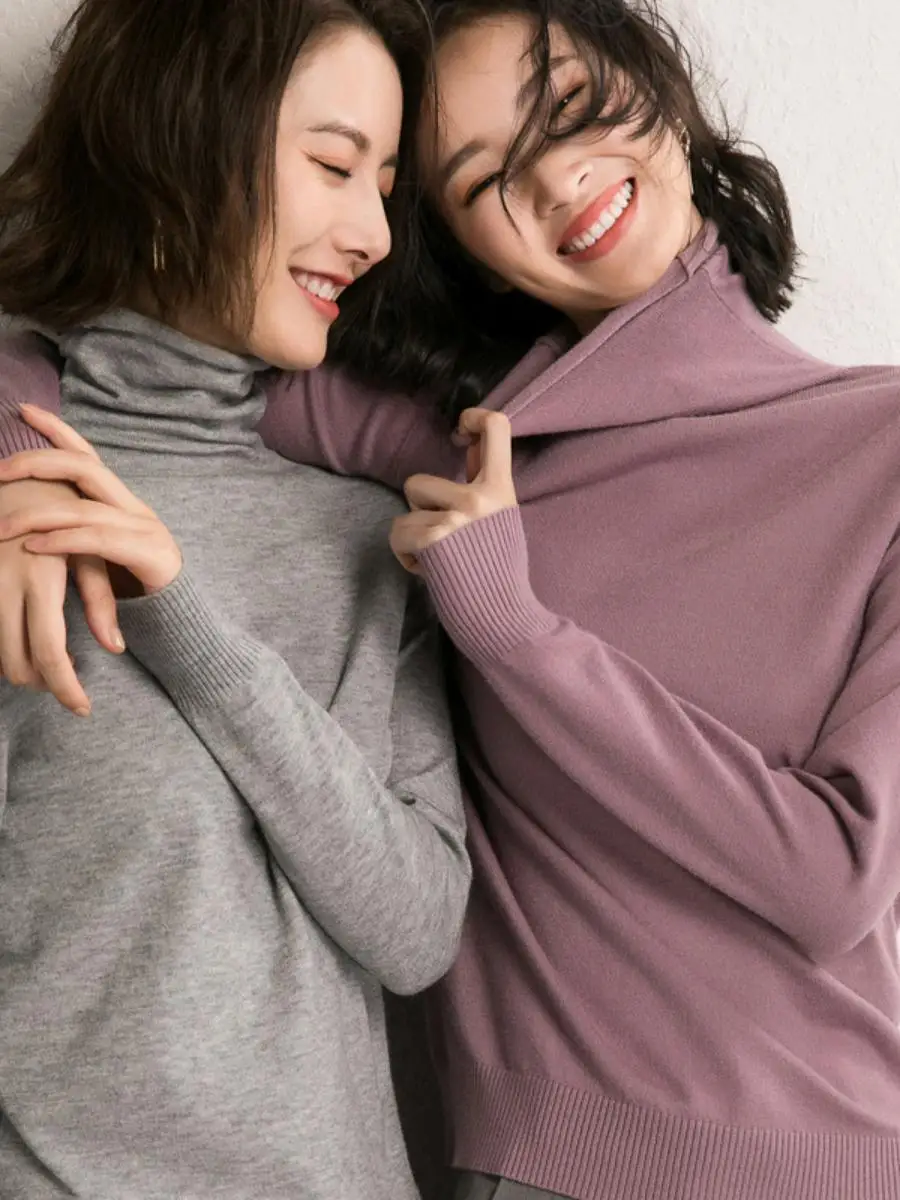 المرأة الخريف الشتاء عالية Ne البلوز Thiened محبوك سترة سليم صالح قاعدة طبقة irt ort Sle Faion تخفيف #1