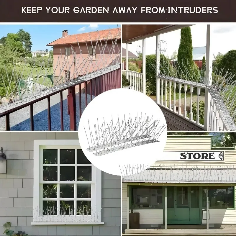 شرفة مكافحة الطيور حمامة سبايك الفولاذ المقاوم للصدأ مكافحة الطيور شوكة مسمار مجموعة في الهواء الطلق الطيور مبيد الحشرات رادع مكافحة السنجاب طارد #4