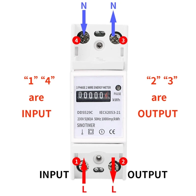 Electricity Meter 1-Phase 2 Wire 2P DIN-Rail Electric Meter Electronic KWh Meter Drosphip