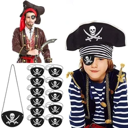 12pcs Bar Party Felt Pirate Skull Eye Mask Makeup Ball Mask One Eye Caribbean Eye Mask Funny Eye Mask Pirate Theme Decoration