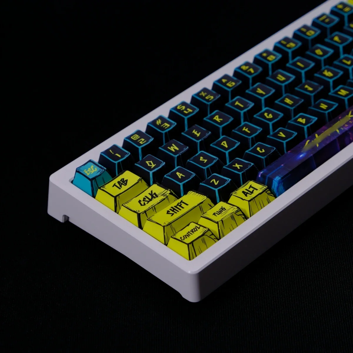 KBCaps-profilete de cereza de 146 teclas para teclado mecánico Universal estilo cómico Cyberpunk, diseño ISO ergonómico para tapa de tecla de interruptor MX