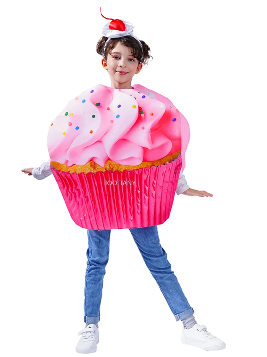 

New Girls Sugar Sweet Pink Cake Dress Up Child Cupcake Confetti Costume Women Halloween Costume For Kids Purim Carnival Outfit