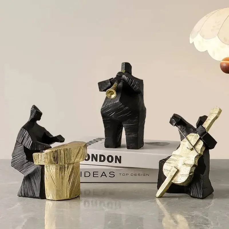 Abstract Musician Sculpture Realistic Character Ornaments Cello Resin Music Handicrafts Decorative Figurines Home Decoration