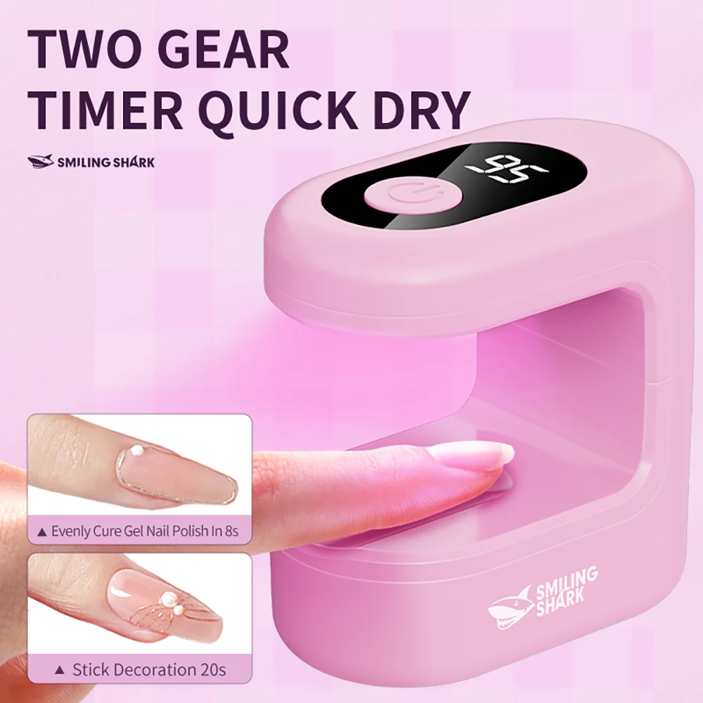 스마일링 샤크 MJ-D012 소형 미니 네일 램프, 가볍고 휴대 간편, C타입 고속 충전, 매니큐어 및 네일아트용
