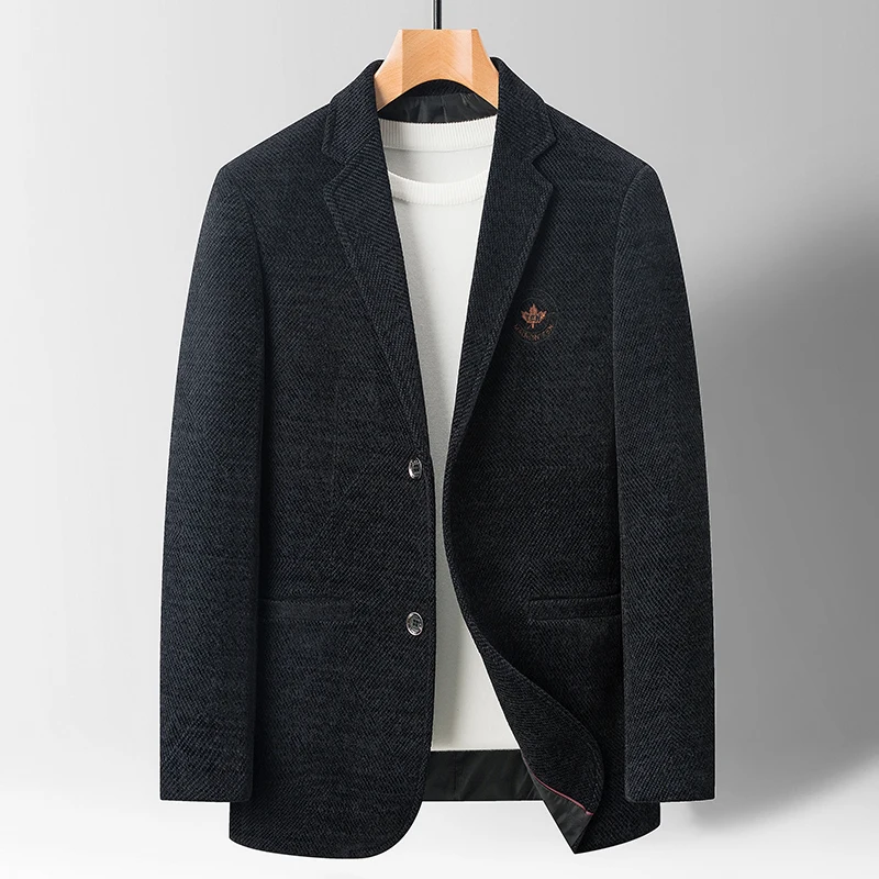 

Casual Thiened Men's Suit Korean Sle Faion Slim Fit Autumn Outerwear Wool Material Sli Two Button Long Sve Suit