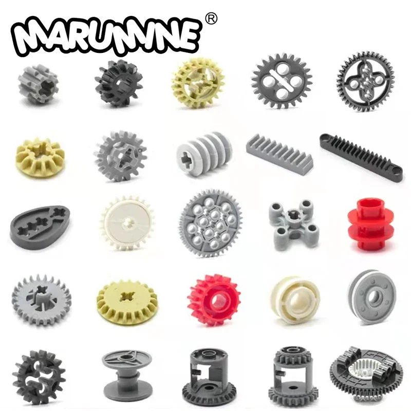 Marumine MOC Technology Gear Worm Rack Gearbox Car Crane Model DIY Blocks Bricks Accessories 32494 32239 62821 3743 Compatible