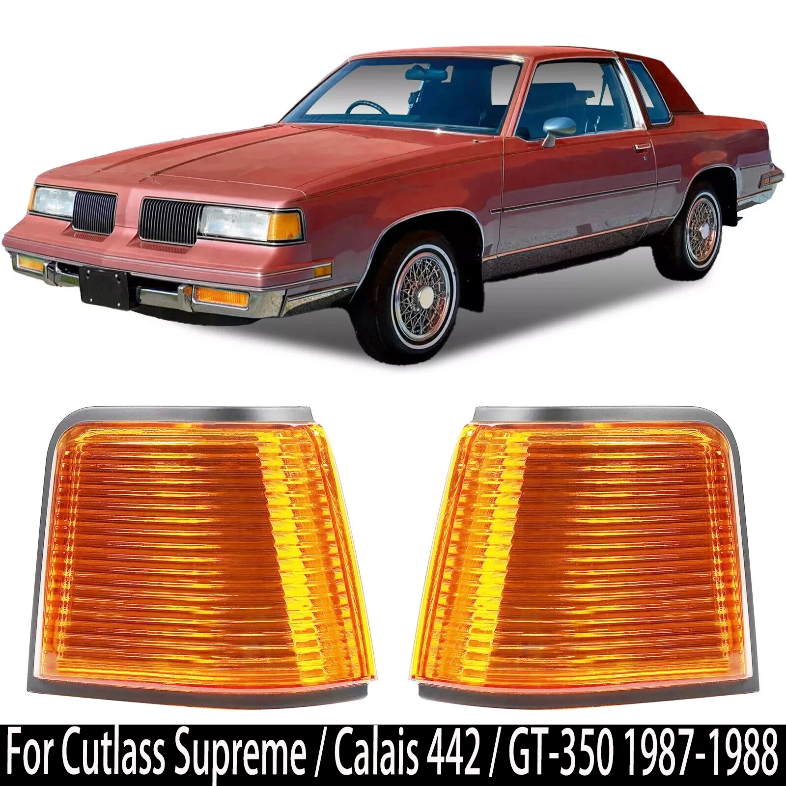 

1 set Amber Lens Marker Lights For Cutlass Supreme / Calais 442 / GT-350 1987-1988 615343119120, 615343119113