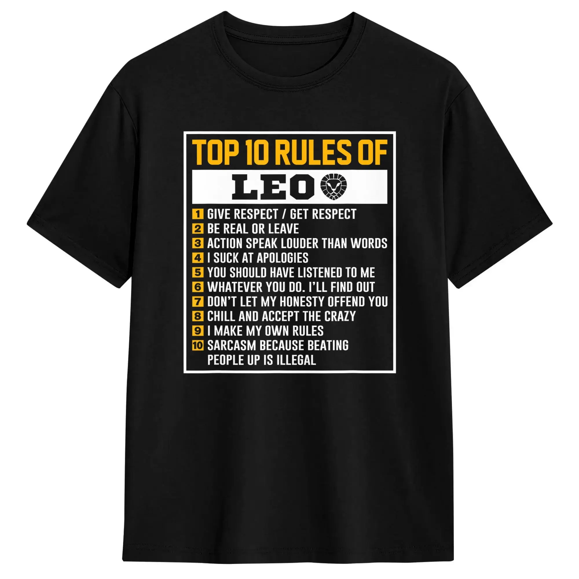 Top 10 Rules Of Leo Birthday Horoscope T-Shirts for Men  Amazing Pure Cotton Tees Round Neck Short Sleeve T Shirts Summer Tops