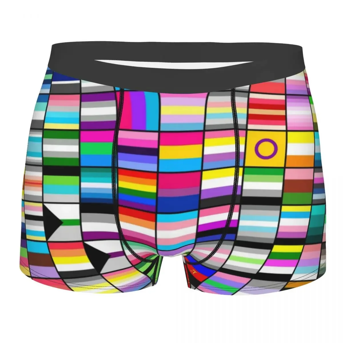 Men Boxer Briefs Shorts Panties Pride Flag Collage Mid Waist Underwear LGBT Gay Lesbian Pansexual Asexual Homme Underpants