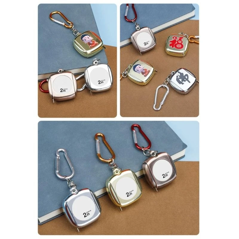 

F92C 2meter(6.5ft) Tape Measure Steel Flexible Measuring Tape Keychain Locking Waterproof Metric Ruler for Industry Home