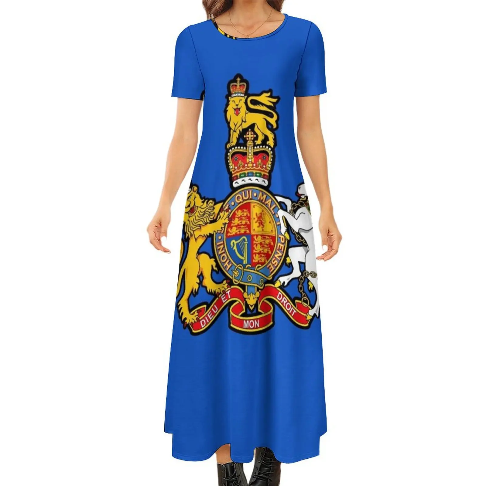 

BRITISH ROYAL COAT OF ARMS Round Neck Short Sleeve Dress dresses for woman women"s evening dress 2024