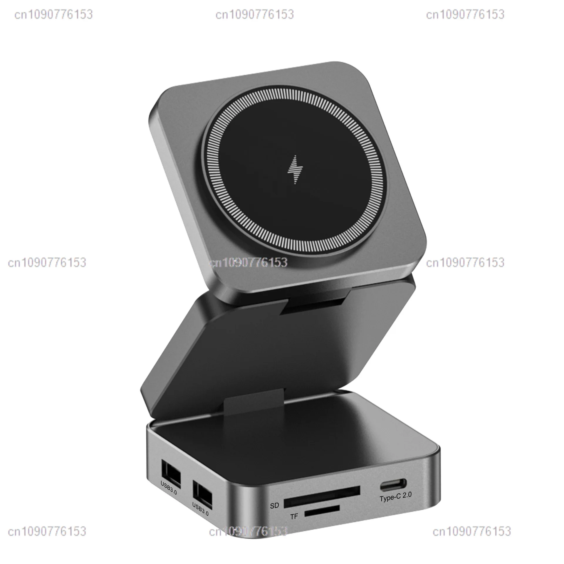 10 in 1HUB Docking Station 15W Aluminum Alloy Magnetic Suction Wireless Fast Charging Hub External Computer USB Hub