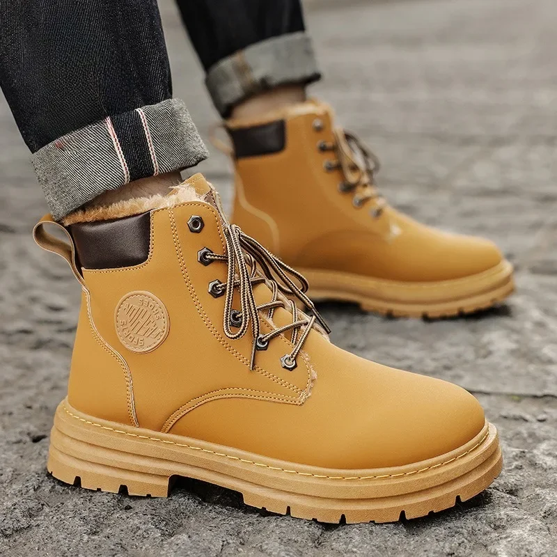 

Male Boots Men's Casual Shoes Thick Soled Wear-resistant Comfortable Shock-absorbing High Top Men's Ankle Boots Tenis Masculino