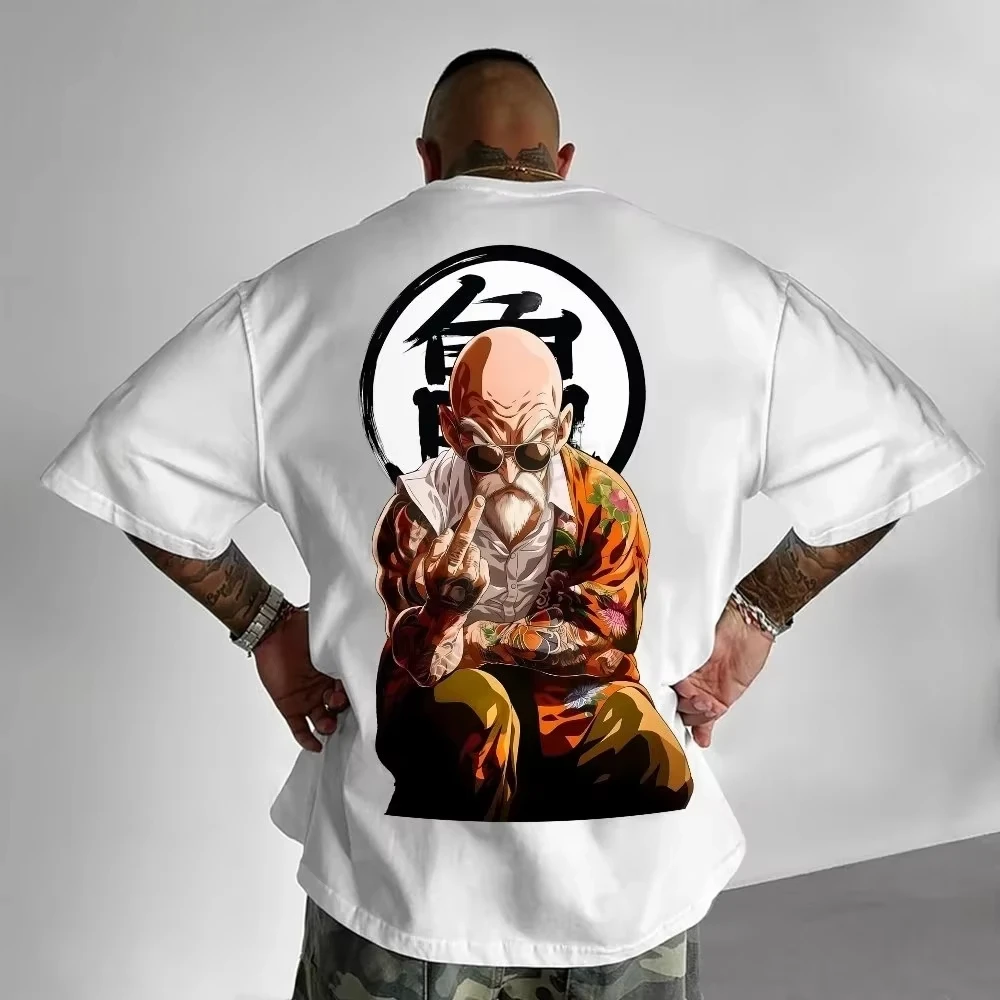 Dragon Ball Anime maître Roshi imprimé T-shirt 2025 hommes automne/hiver nouveau décontracté Harajuku ample Parent enfant haut à manches courtes