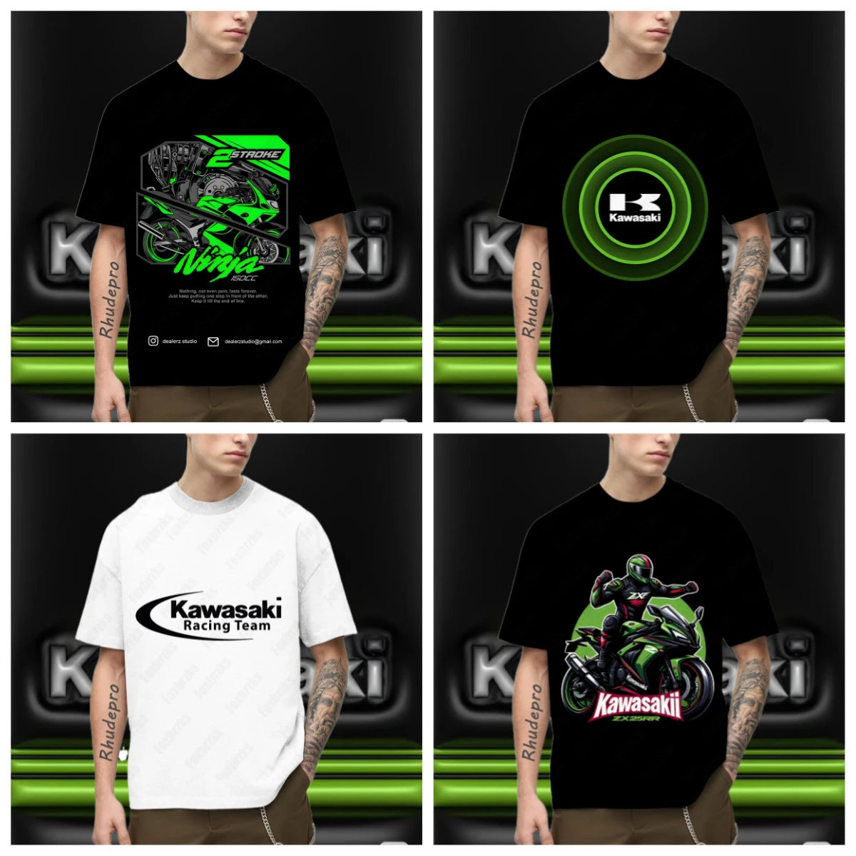 

25/26 Summer Men Kawasaki Motorcycle Quick Drying T-Shirt Locomotive Casual Breathable O-Neck Racing Suit KID/Adult Training Top