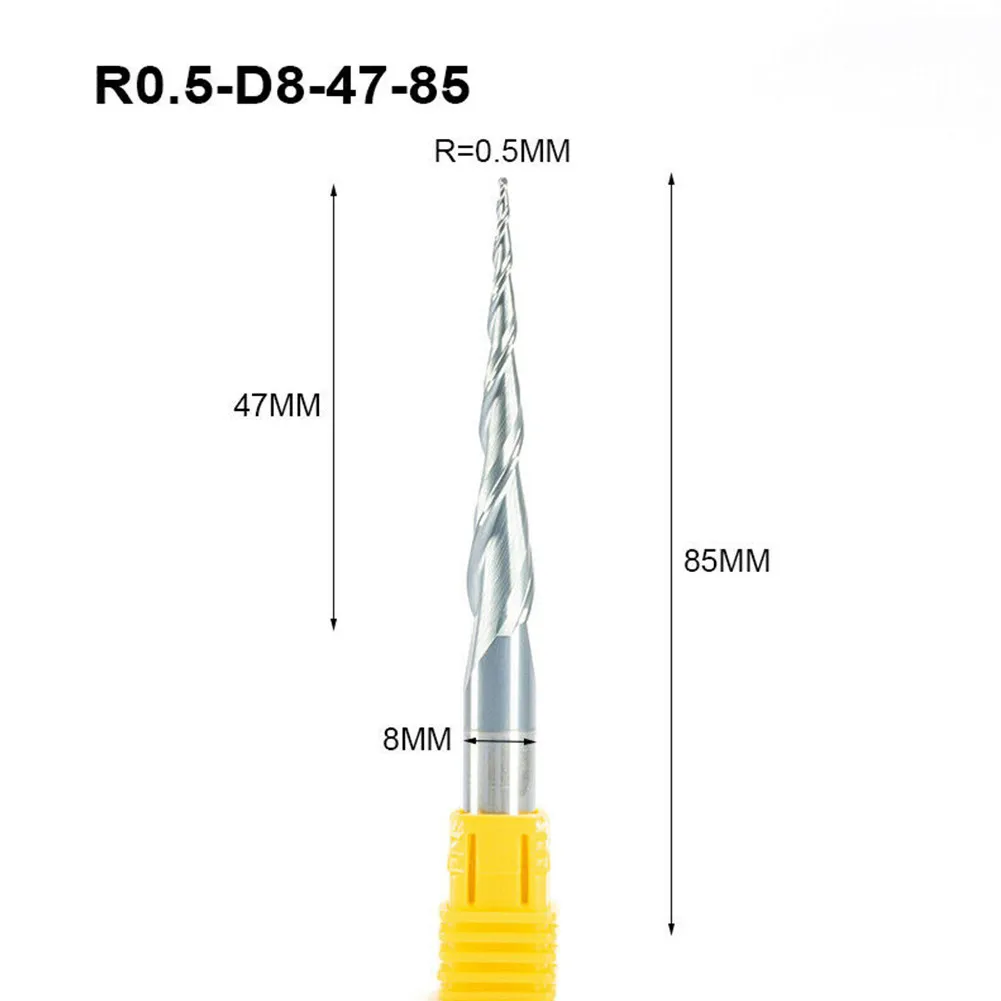 Excellent Chip Removal HRC55 Two Flute Tapered Ball Nose Router Bit Solid Carbide Taper Ballnose Endmill R1 0*D6*30 5*75