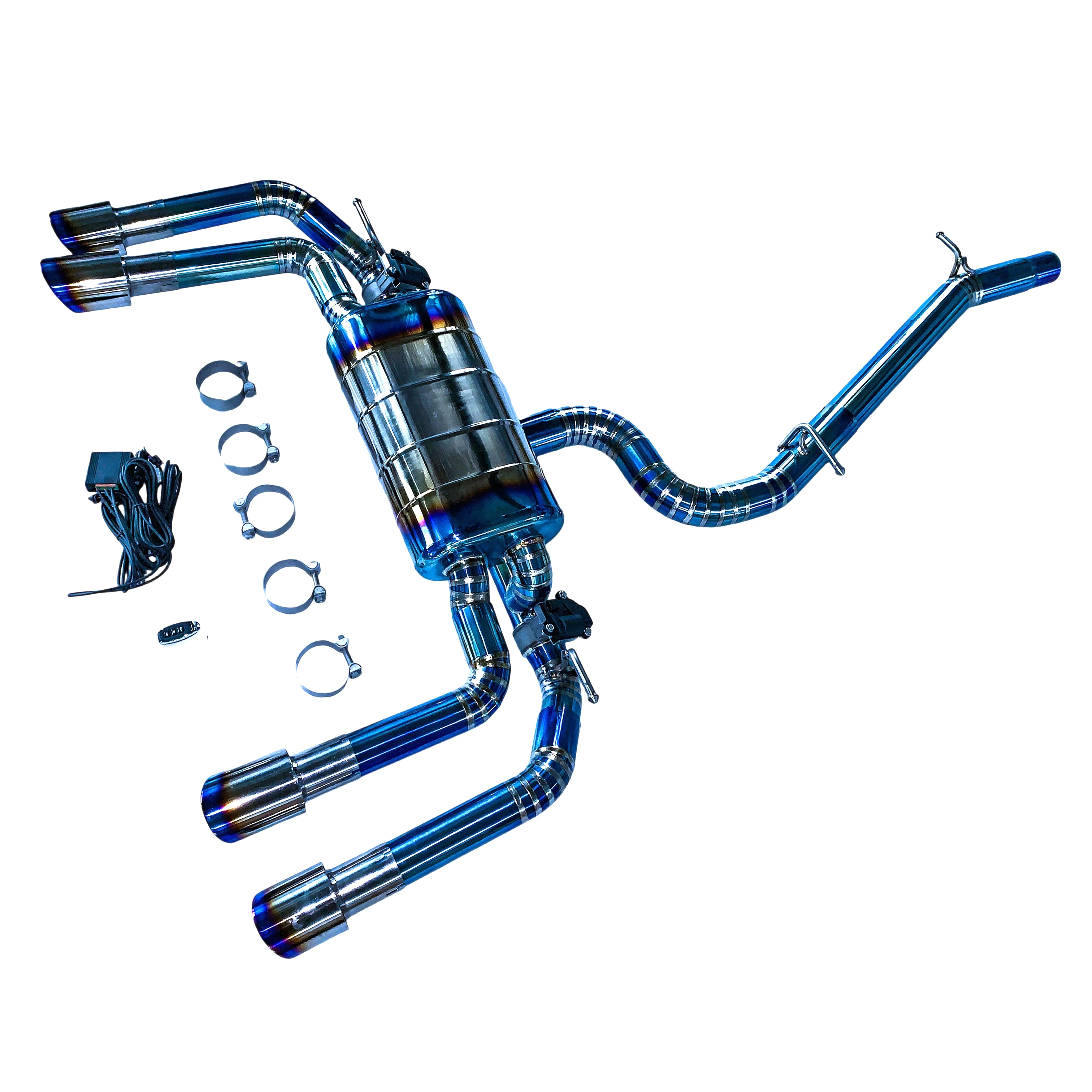 

[Customized product] Suitable for titanium exhaust system Catback 15-19 Audi S3 2.0T performance exhaust pipe, 89 four tips