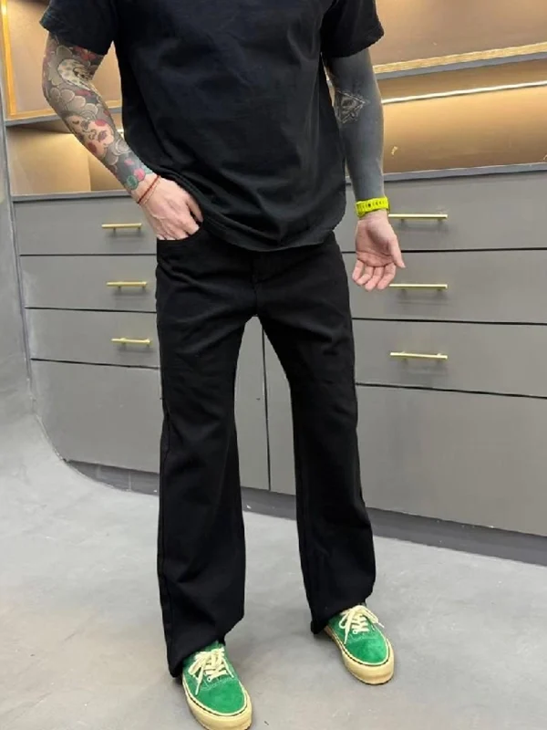 

Мужские повседневные свободные джинсы прямого кроя на весну 2026 года, универсальные длинные брюки, модные, со средней посадкой, на молнии, прямые штанины