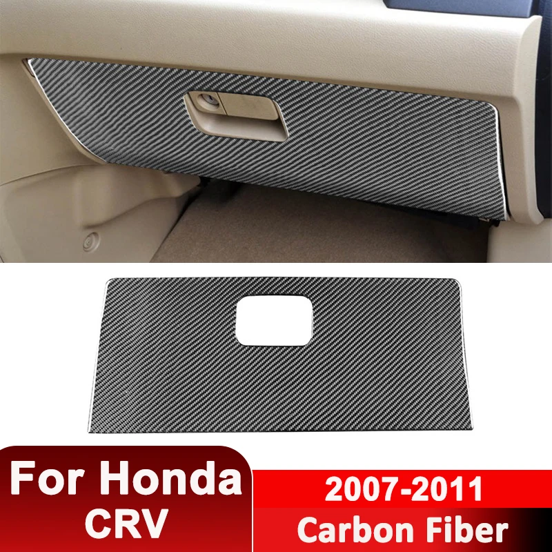 For Honda CRV 2007-2011 Carbon Fiber Car Co-Pilot Storage Box Panel Protective Cover Decorative Sticker Interior Parts