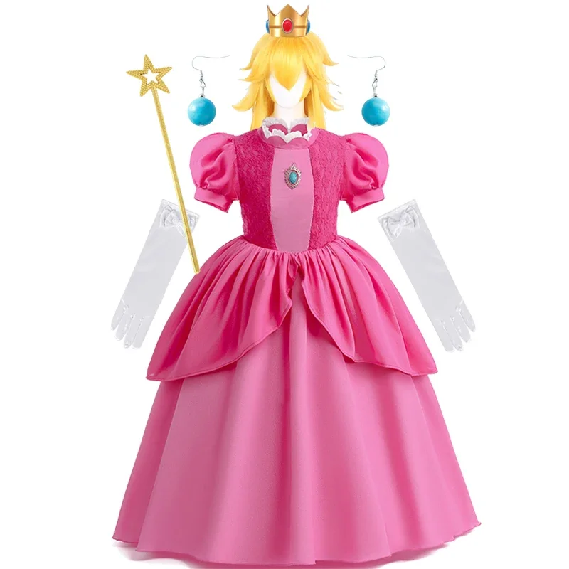 New baby girls Queen peach princess dress kids cosplay costume children Birthday Carnival party outfit performance clothes