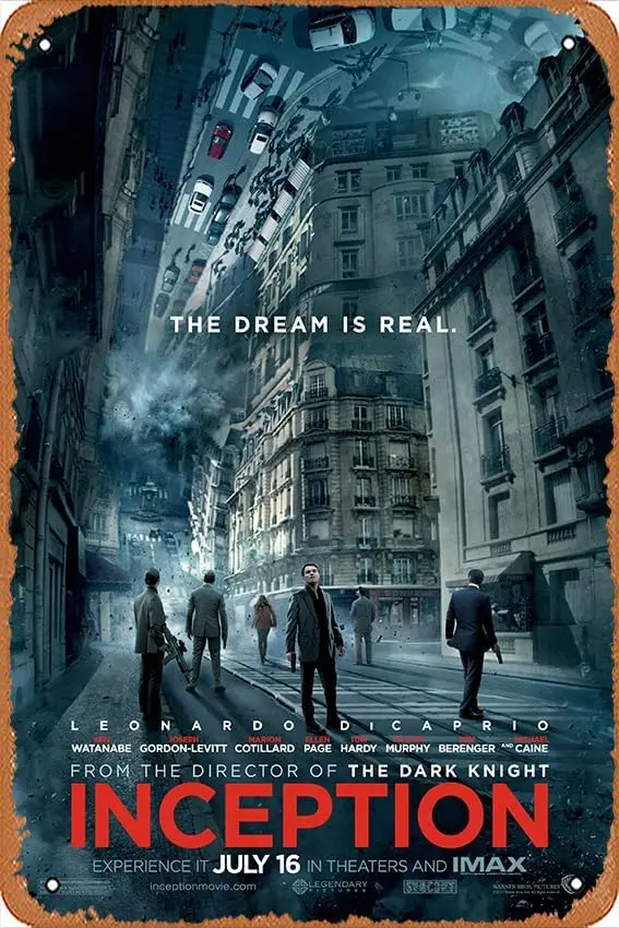 Inception (2010) Movie Poster Tin Sign for Wall Decorative Metal Signs Living Room,Office,College Dorm,Children's Room,Game sign