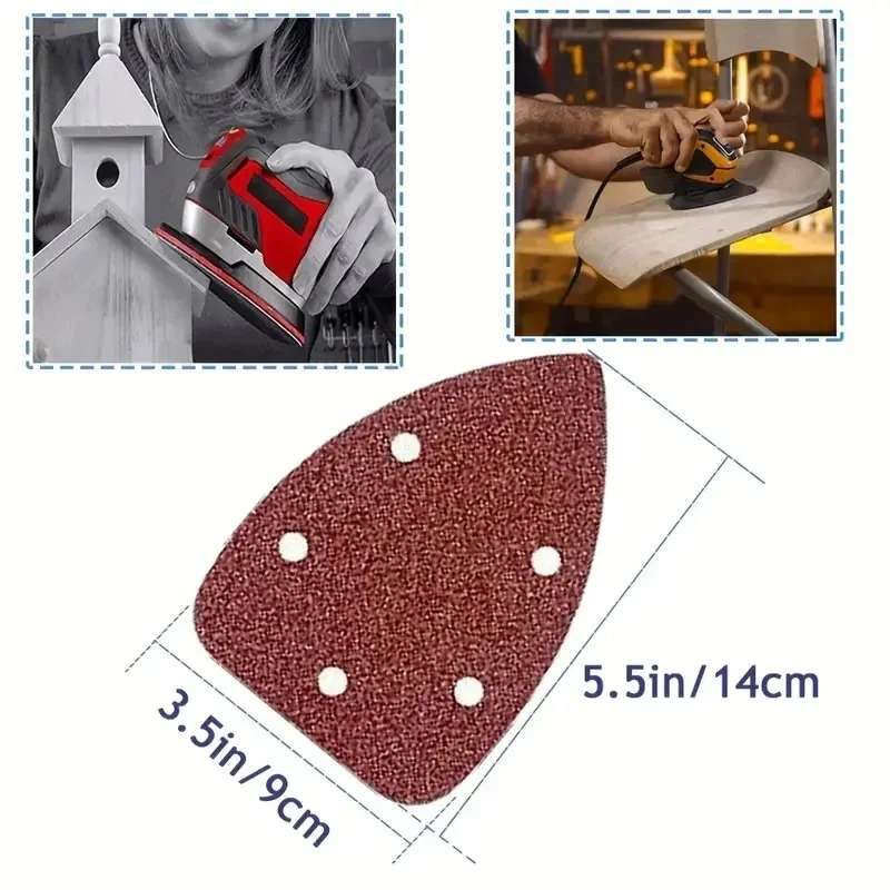 12pcs Mouse Sandpaper Triangle Sander Sand Paper Hook Loop Sandpaper Disc Abrasive Tools For Polishing For 140mm Mouse Sander