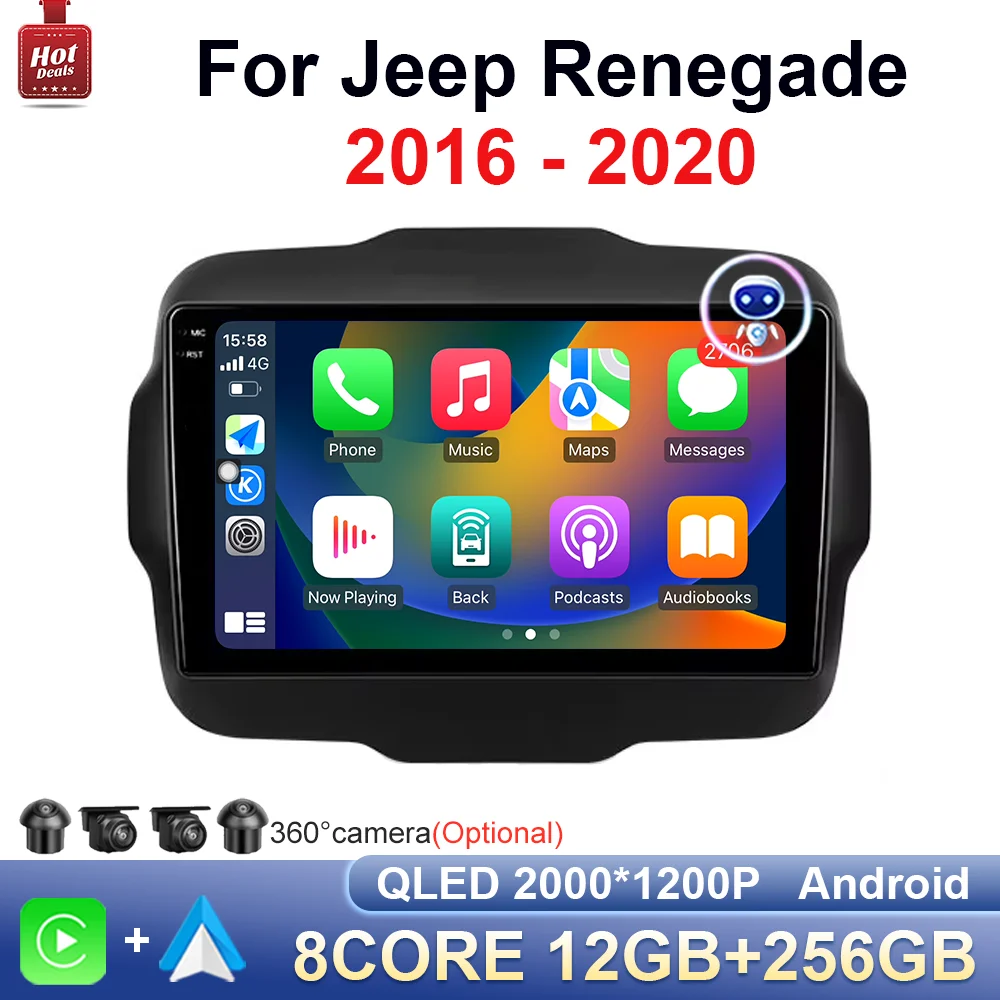 

Android интеллектуальная система Mirror Link GPS Navi для Jeep Renegade 2016 - 2020 автомобильное радио мультимедийный плеер WiFi DSP стерео 4G BT