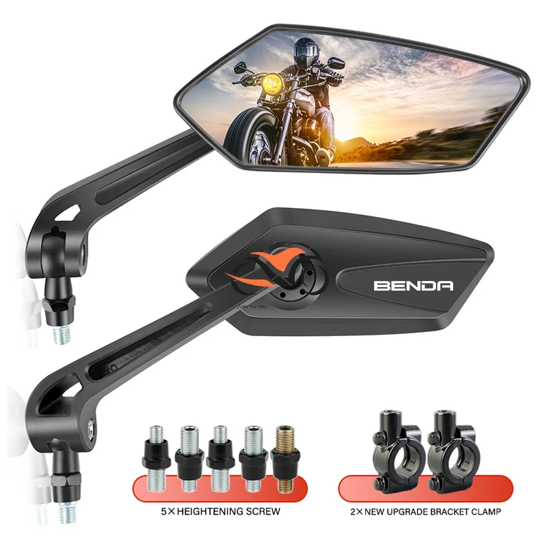 

For BENDA Chinchilla 300 450 LFS700 LFC BD400 BD500 Motorcycle Handlebar Mirror Folding Black Wide-angle Convex Rearview