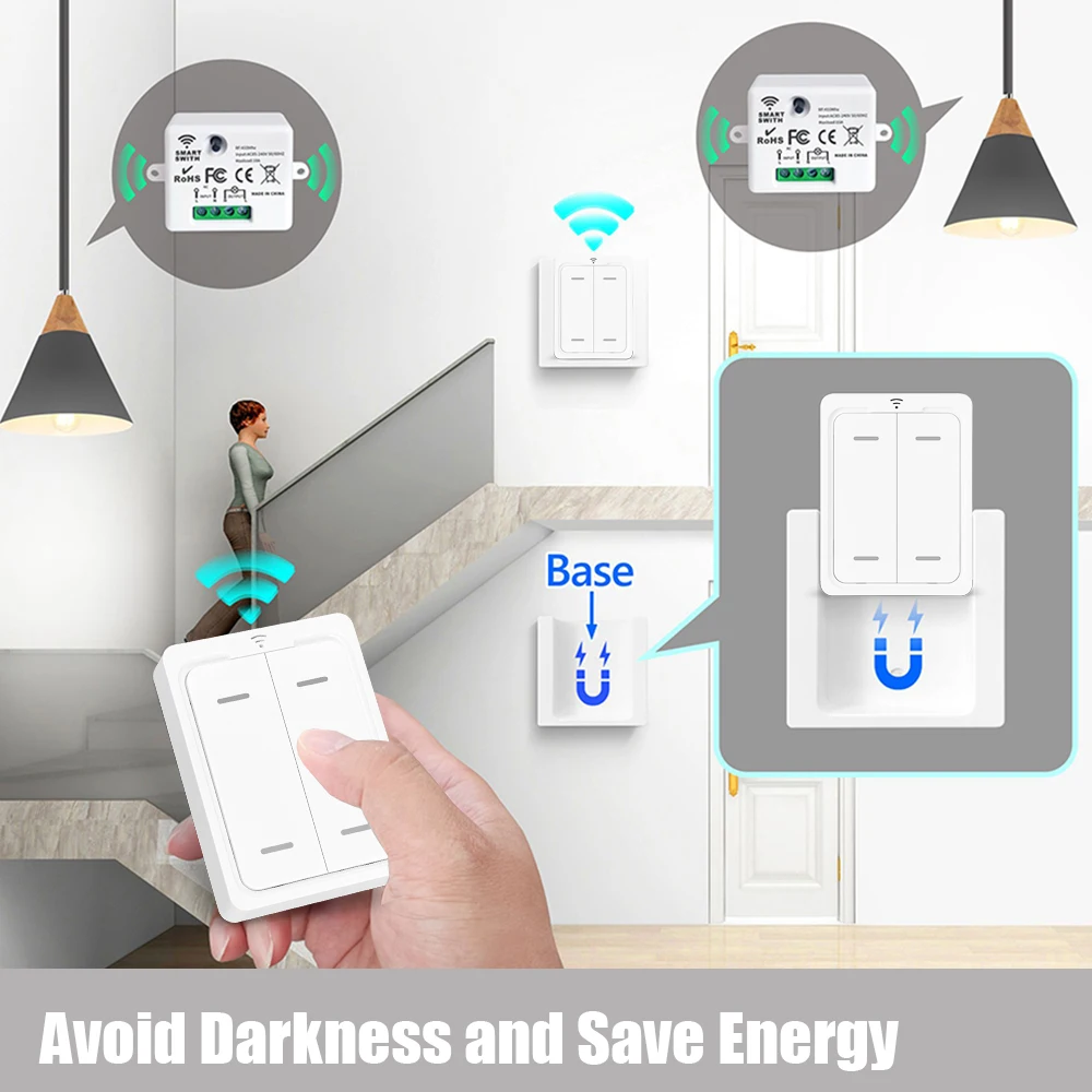 Wireless Smart Switch Light 433MHz 1/2/3/4Gang 86 Wall Panel Switch with Remote Control Interruptor 10A 110V 220V For LED Lamp